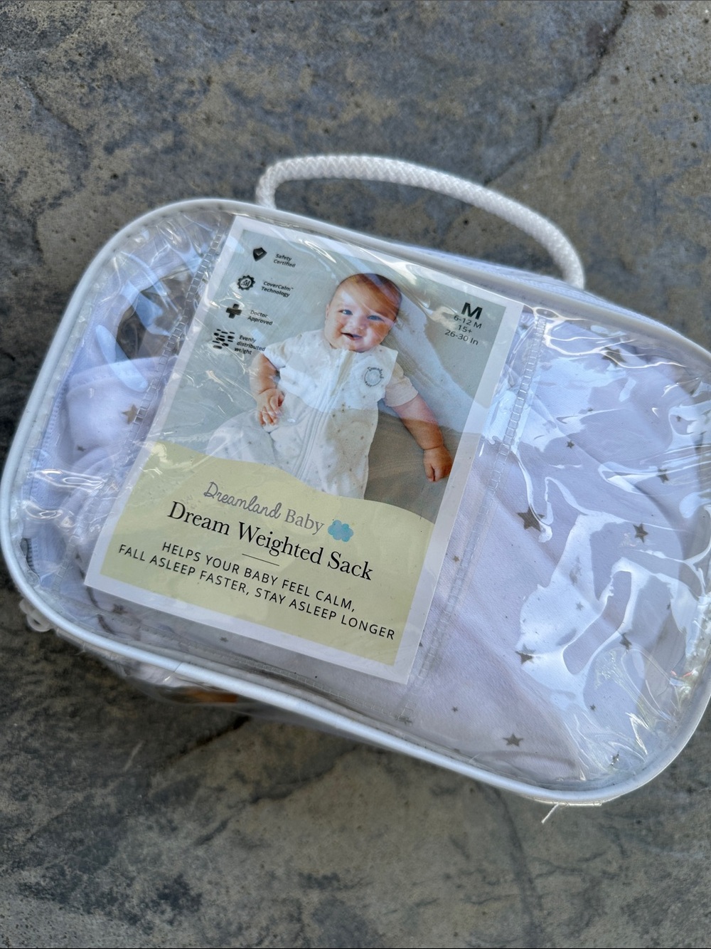 Dreamland Baby Dream Weighted Sack - White with Stars (Medium)